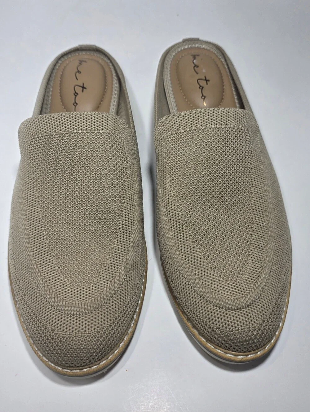 Me Too Women's Taupe Knit Slip On Loafers Flats Size 7.5M Comfort